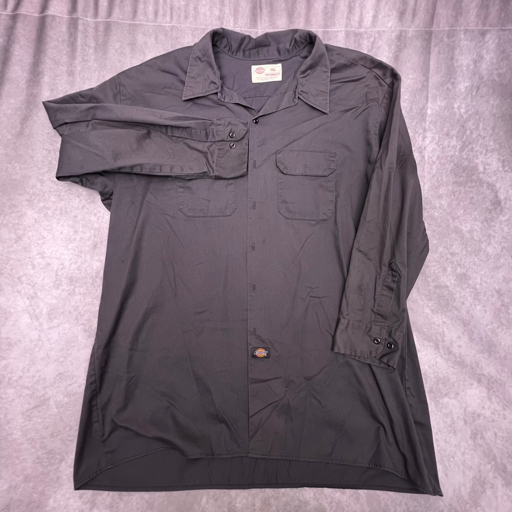 Dickies Work Shirt Mens 3XL Grey Good Long Sleeve Button Down Utility Pockets